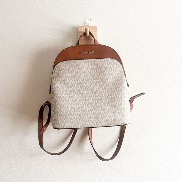 Michael Kors Emmy Large Backpack Signature Vanilla Acorn - Picture 2 of 7